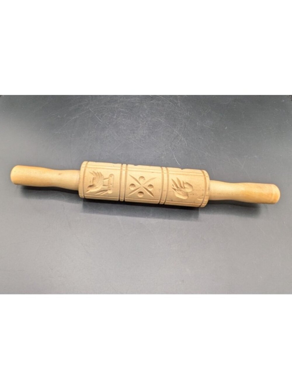 Vtg German Embossing Rolling Pin Cookie Biscuit Cutter 9 Patterns Carved Wood